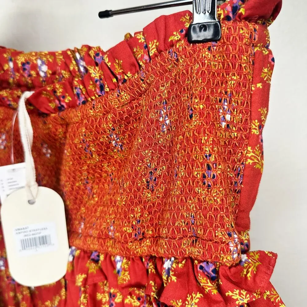 NWT Anthropologie Plenty Tracy Reese Empire Strapless Smocked Midi Dress Large - Picture 10 of 15